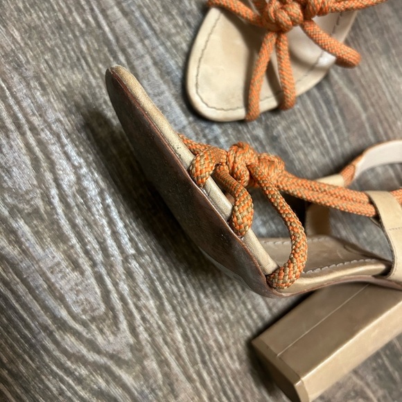 SCHUTZ 8.5 (Anthropologie) EUC GUC Orange utility rope Tan Block Heel Sandals - Picture 15 of 15